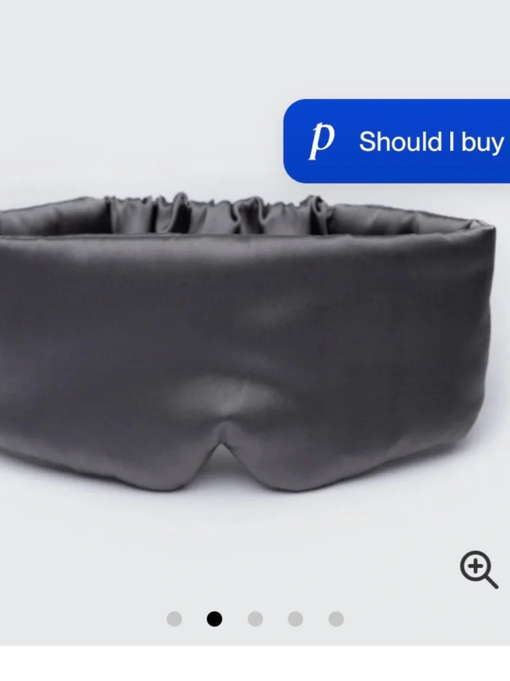 Kitsch Charcoal Satin Pillow Eye Mask - Gray